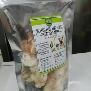 Dehydrated Furry Rabbit Hides/ skin For Dogs and cats Treats and Chews.
